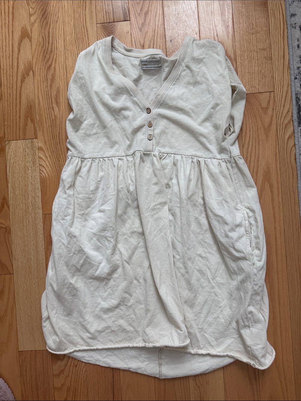 Urban Outfitters Cream V-Neck Babydoll Button Front Top